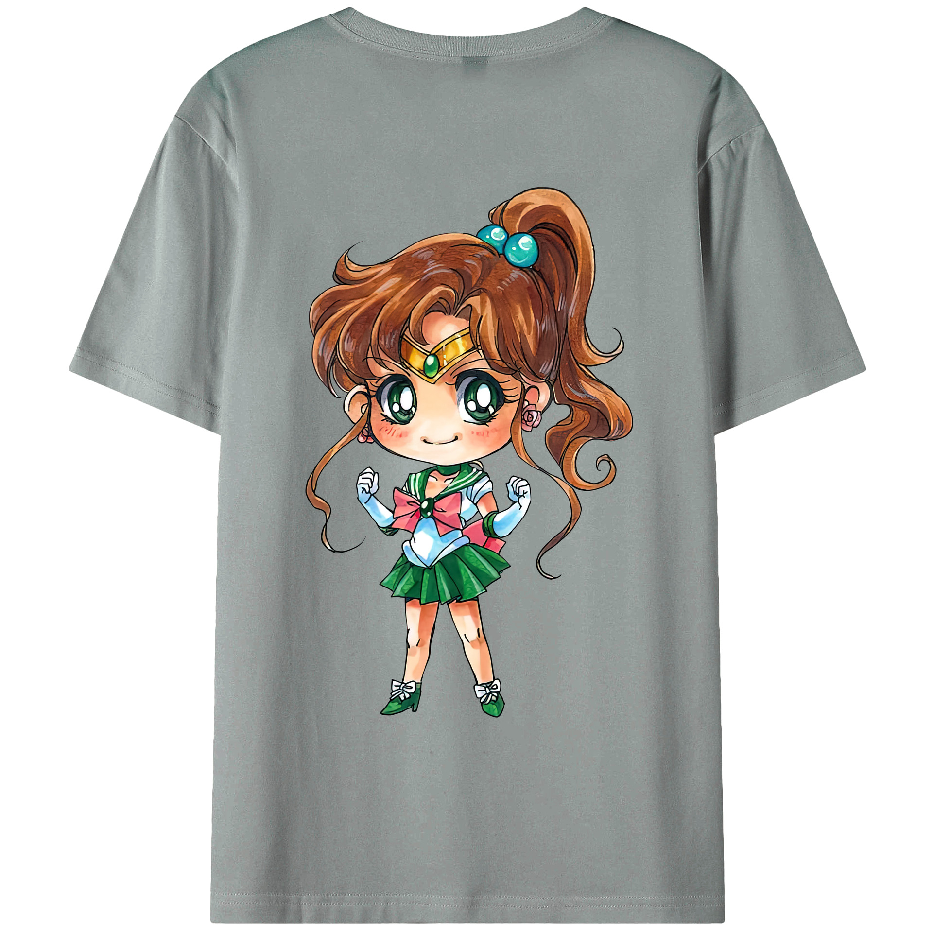 （画像用） 美少女戦士セーラームーン 木野 まこと きの まこと Sailor Moon Kino Makoto （セーラージュピター；Sailor Jupiter） 綿100％ メンズ半袖Tシャツ（バックプリント） 通気性